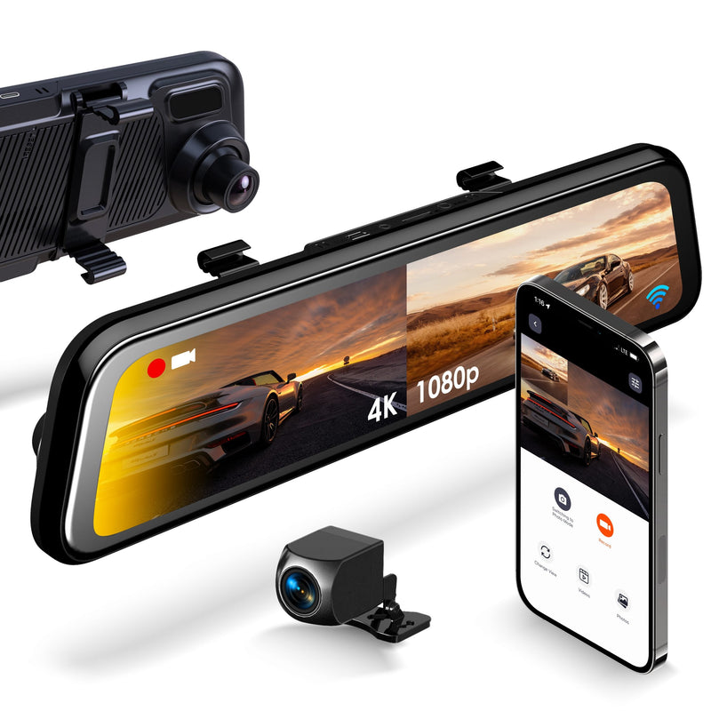 Load image into Gallery viewer, RexingUSA M2 MAX – 2-Channel Mirror Dash Cam w/ 12” IPS Touch Screen, 4K + 1080p, Wi-Fi, GPS, ADAS,Loop Recording, Backup Camera, Parking Mode, Collision Detection