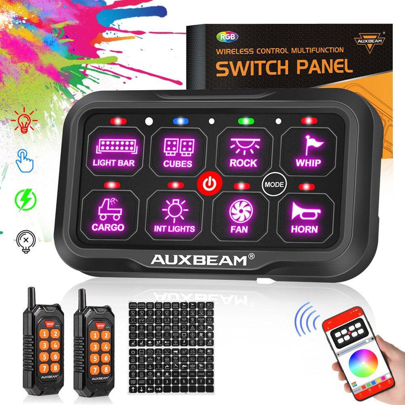 Load image into Gallery viewer, AC Series 8/12 Gang RGB Switch Panel with APP&Remote Control, Toggle/ Momentary/ Pulsed Mode Supported