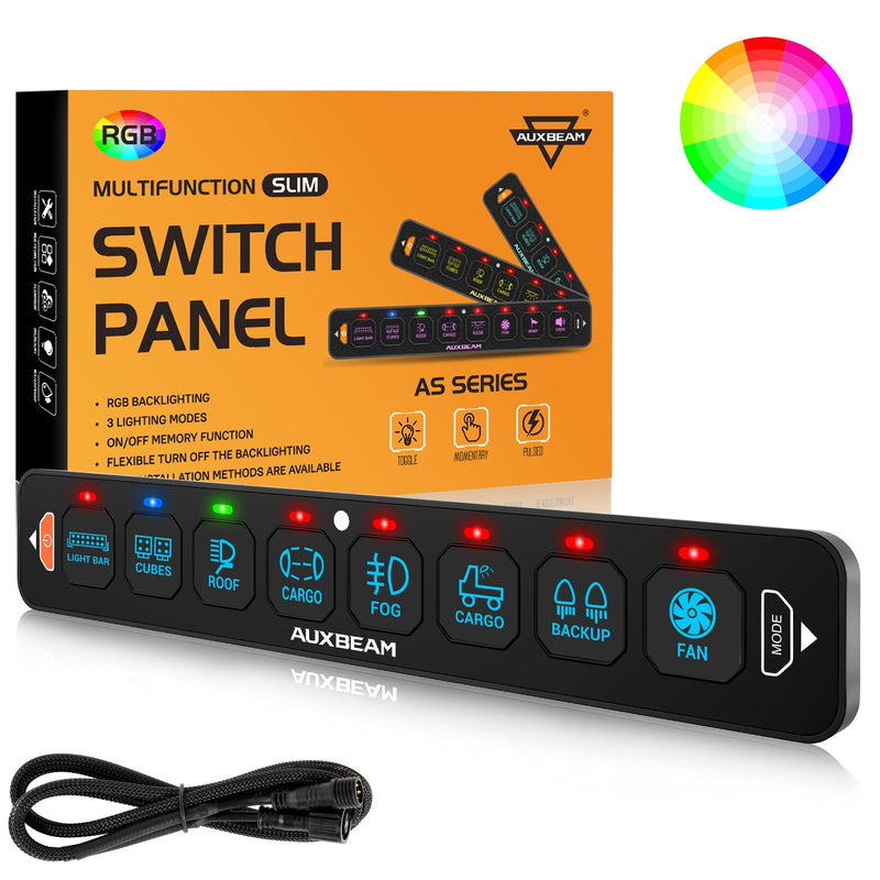 Load image into Gallery viewer, AS-R80 RGB Slim Switch Panel, Toggle/ Momentary/ Pulsed Mode Supported(One-Sided Outlet)