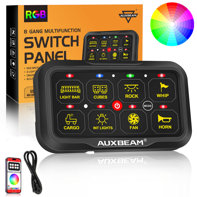 Load image into Gallery viewer, AR-820 RGB Switch Panel with APP, Toggle/ Momentary/ Pulsed Mode Supported (Two-Sided Outlet)