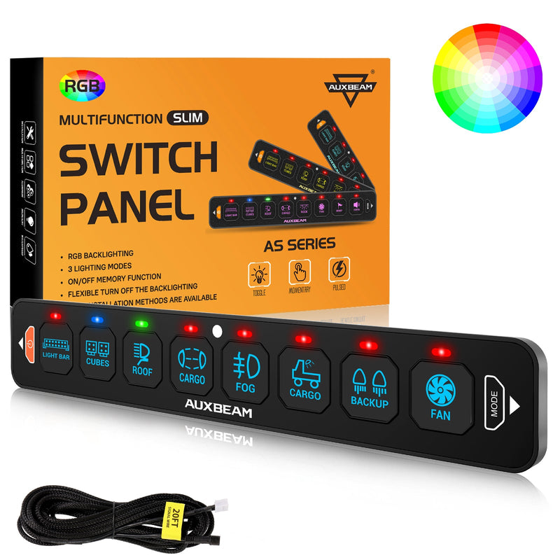Load image into Gallery viewer, AS-R80 RGB Slim Switch Panel, Toggle/ Momentary/ Pulsed Mode Supported(One-Sided Outlet)
