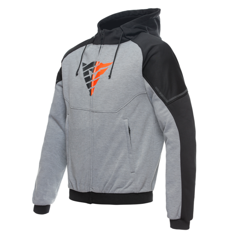 Dainese Daemon-X Safety Hoodie Full-Zip Melange-Gray/Black/Red Size - 54