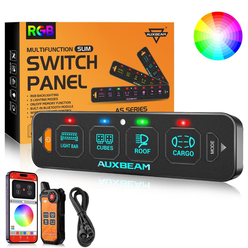 Load image into Gallery viewer, AS Series 4/6/8 Gang RGB Slim Switch Panel with APP&Remote Control, Toggle/ Momentary/ Pulsed Mode Supported(One-Sided Outlet)