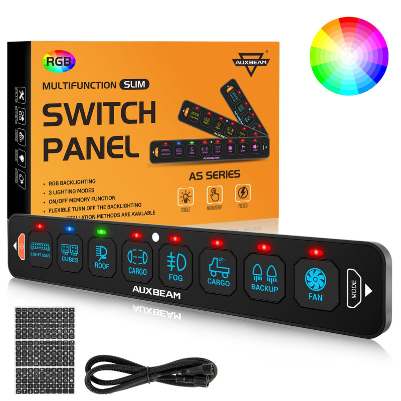Load image into Gallery viewer, AS Series 4/6/8 Gang RGB Slim Switch Panel with APP&Remote Control, Toggle/ Momentary/ Pulsed Mode Supported(One-Sided Outlet)