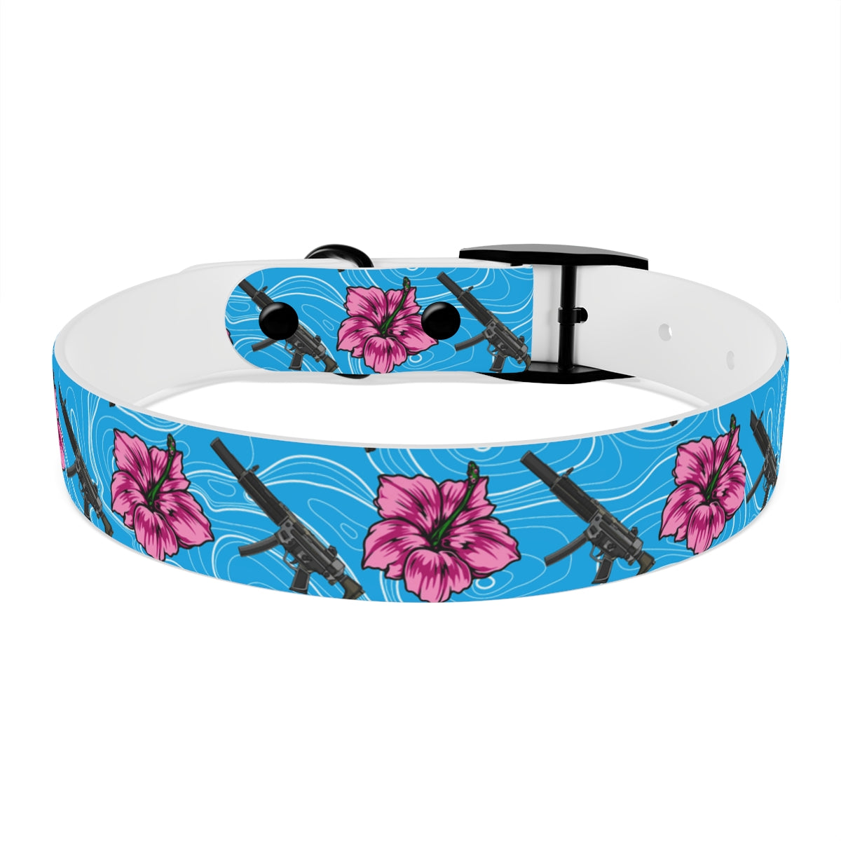 Rad Palm High Capacity Hibiscus Blue Dog Collar