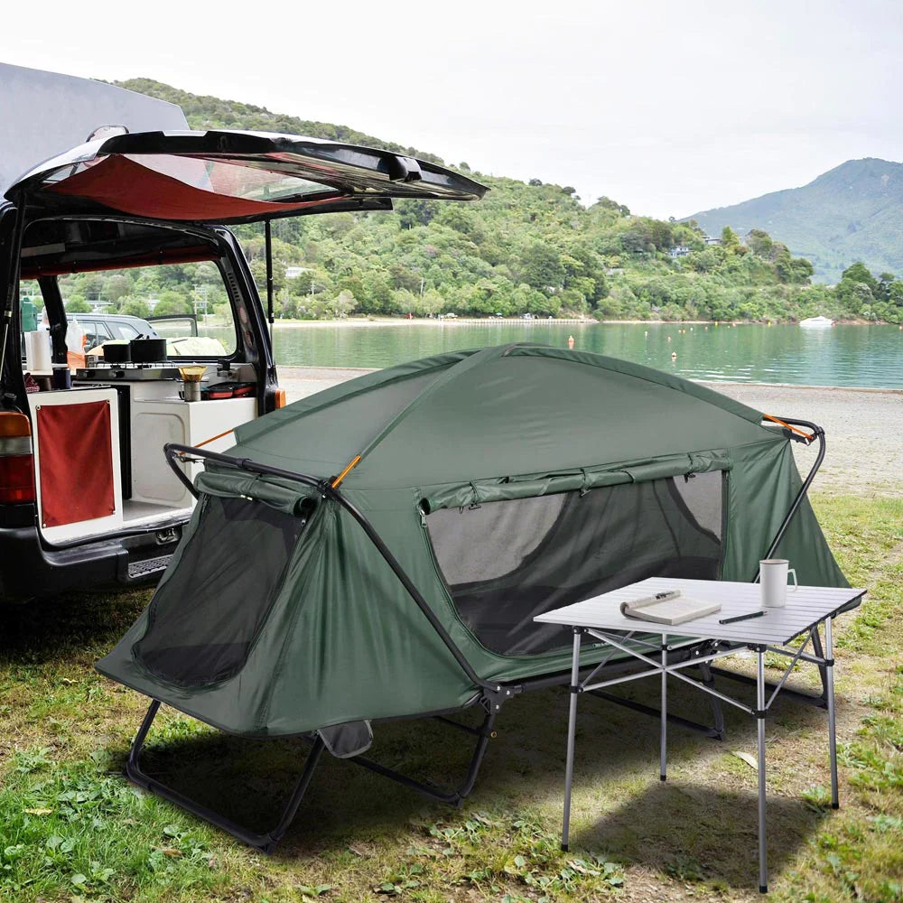 Easy Roll Aluminum Camping & Picnic Table (27x27.5in) - Heavy Duty