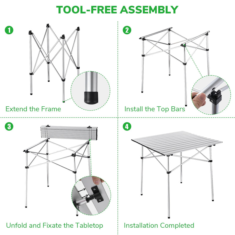 Load image into Gallery viewer, Easy Roll Aluminum Camping & Picnic Table (27x27.5in) - Heavy Duty