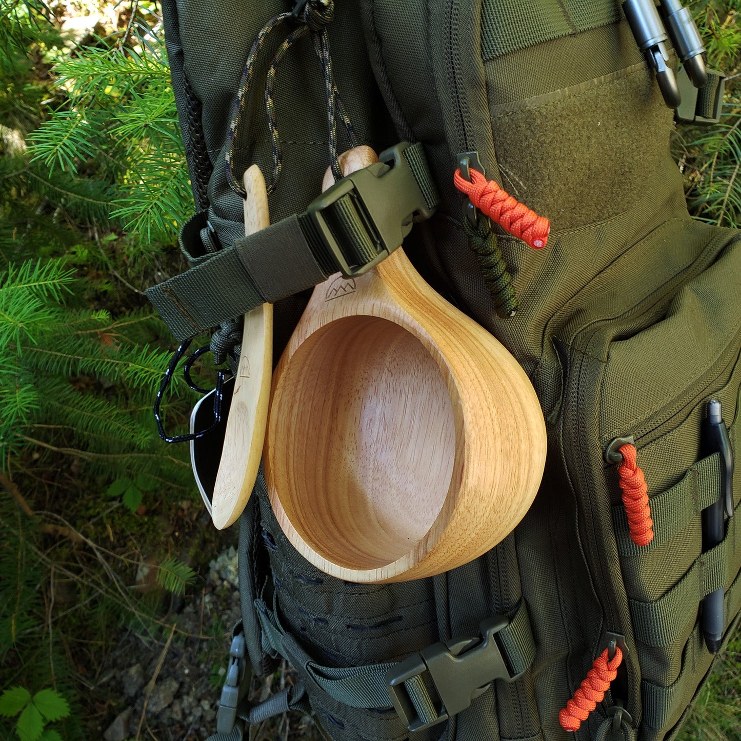 Kyrre™ Carved Nordic Kuksa - Solid Wood Camp Mug & Spoon Set