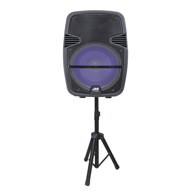 Load image into Gallery viewer, Naxa Portable 15 inch Bluetooth Party Speaker with Disco Light and Stand