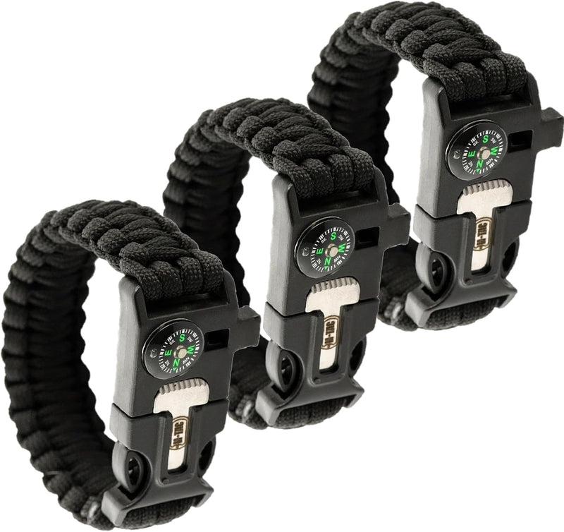 Load image into Gallery viewer, M-Tac Survival Paracord Bracelet with Compass Whistle (Set of 3)