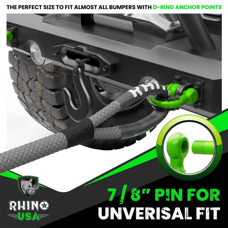 Rhino USA 3/4In D-Ring Shackle Set (2-Pack) Matte Black