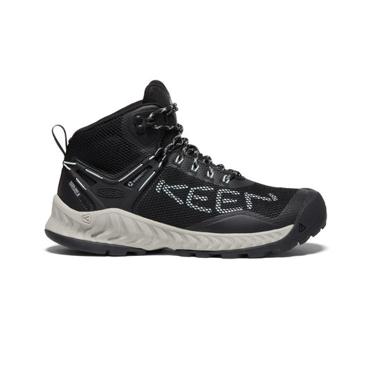 Women's Keen Nxis Evo Mid WP, Black/Blue Glass, 6.5 B Medium - Skoutley Outdoors LLC
