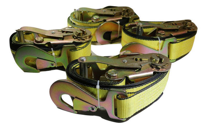 Load image into Gallery viewer, 2" x 8 Ft Axle Wrap Auto Tie Down Ratchet Straps w/ Snap Hooks YELLOW | 4 PACK