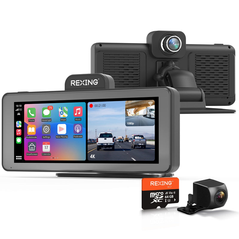 Load image into Gallery viewer, Rexing CP DUO 686 Wireless Apple CarPlay & Android Auto Display with 4K Dash Cam (Open Box)