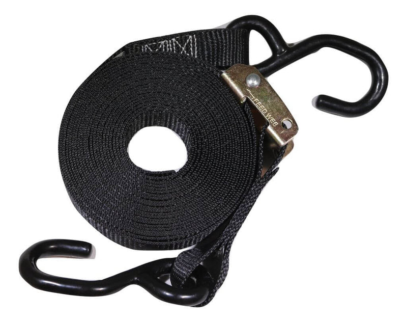 Load image into Gallery viewer, 1" x 20 ft Heavy Duty Cam Buckle Tie Down Strap w/ Vinyl S Hooks | C120VS-BK