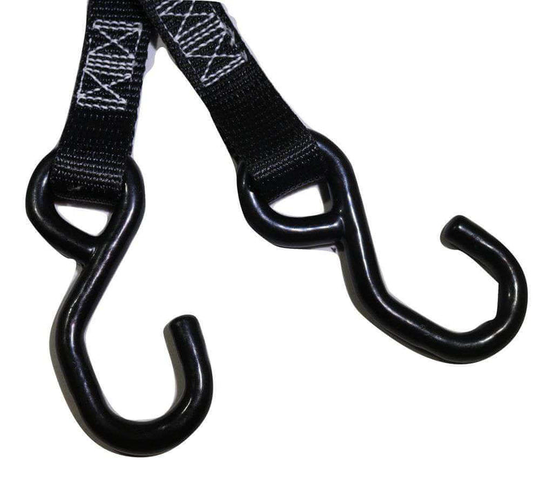 Load image into Gallery viewer, 1" x 20 ft Heavy Duty Cam Buckle Tie Down Strap w/ Vinyl S Hooks | C120VS-BK