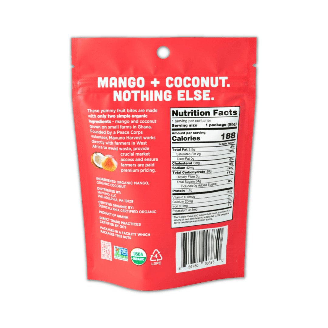 Organic Fruit Bites: Mango & Coconut - Skoutley Outdoors LLC