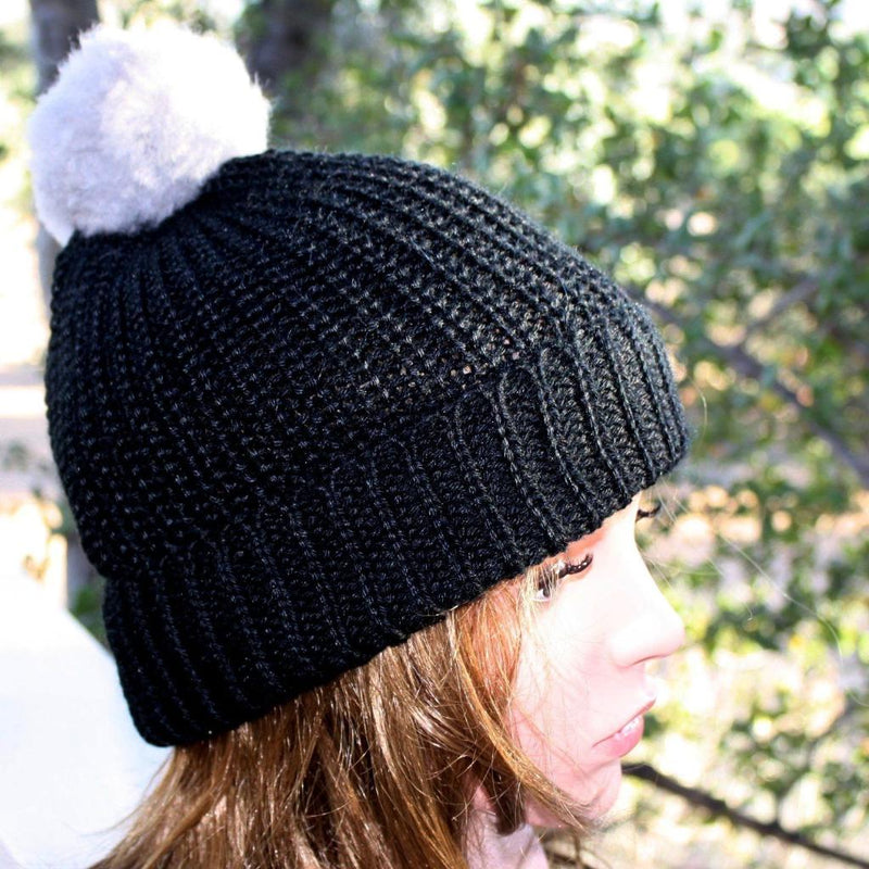 Load image into Gallery viewer, 100% Alpaca Pom-Pom Channel Beanie Hat