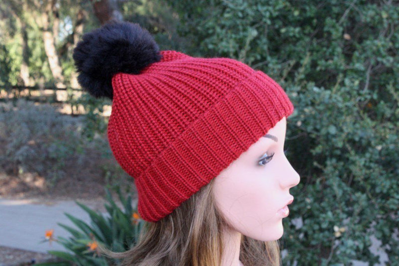 Load image into Gallery viewer, 100% Alpaca Pom-Pom Channel Beanie Hat