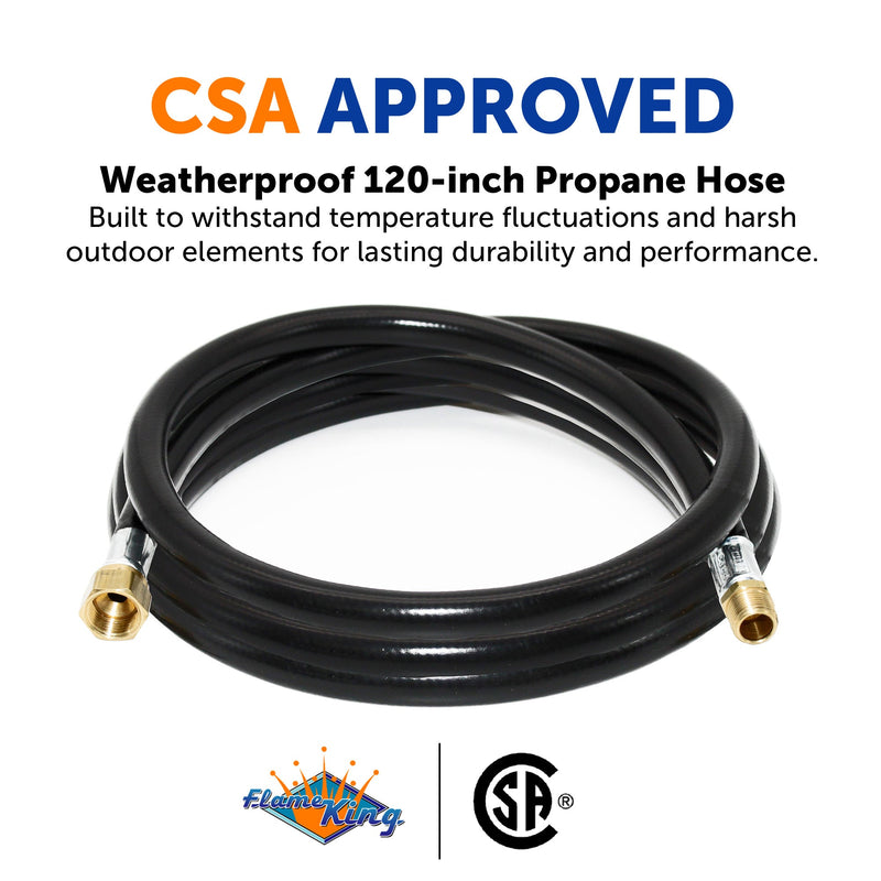 Load image into Gallery viewer, Flame King Connect Regulator to Gas Piping, Propane Thermo Plastic Rubber Hose Assembly, 120-inch, 3/8-inch ID for RVs and Travel Trailers