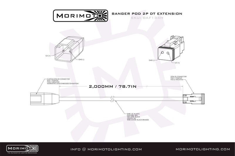 Load image into Gallery viewer, Morimoto 2P DT Extension Harness: (1/2/4Banger / 2m / Each)