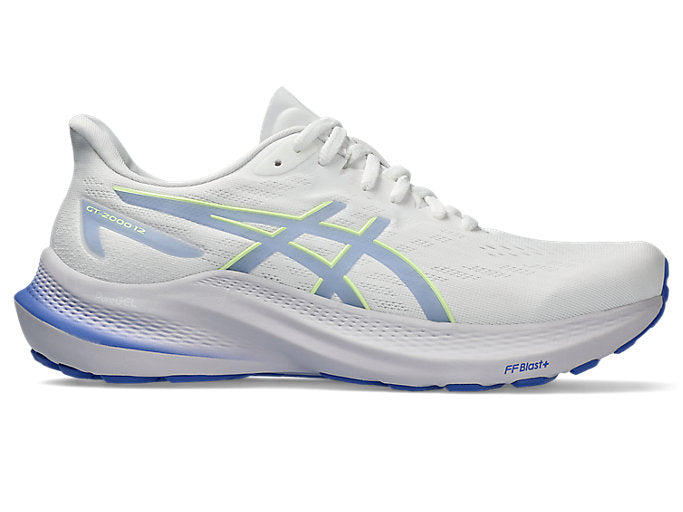 Women's Asics GT-2000 12, White/Sapphire, 7 D Wide - Skoutley Outdoors LLC