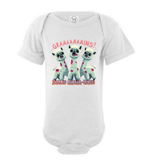 Load image into Gallery viewer, t-shirt: Halloween GRAINS Zombie Alpaca-lypse Gildan Onesie
