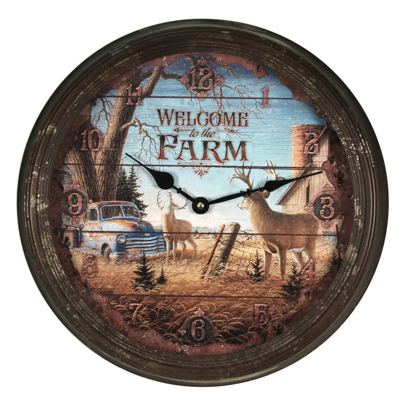 Load image into Gallery viewer, Clock 15-inch Rusted Style-Deer Scene