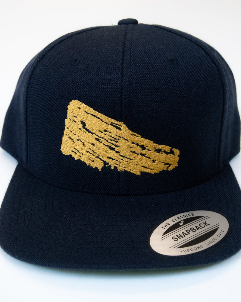 Load image into Gallery viewer, Red Rocks Navy Embroidered Hat Gold & Bronze