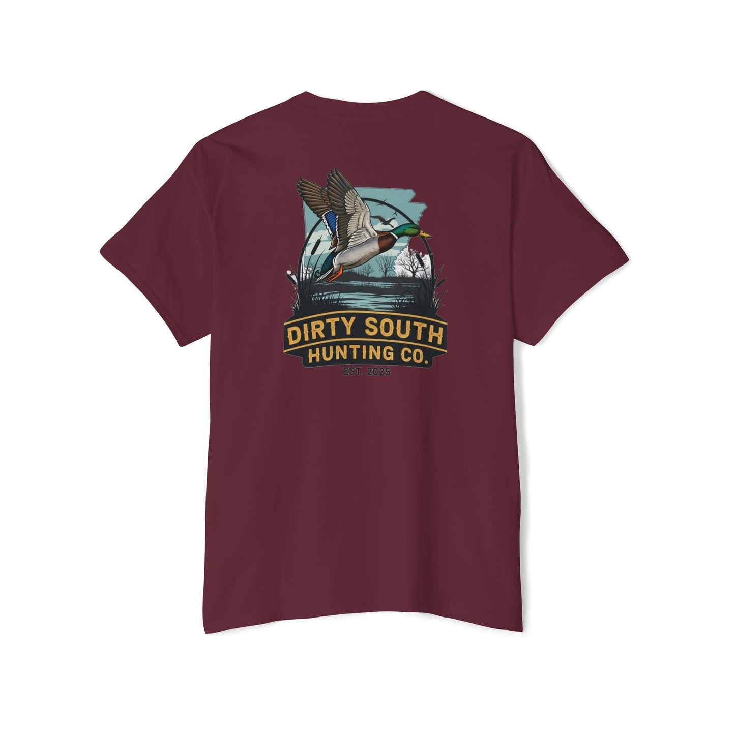 Dirty South Hunting Co. Mallard Flight Scene T-Shirt (Arkansas)- Duck Hunting Graphic Tee – Waterfowl Apparel