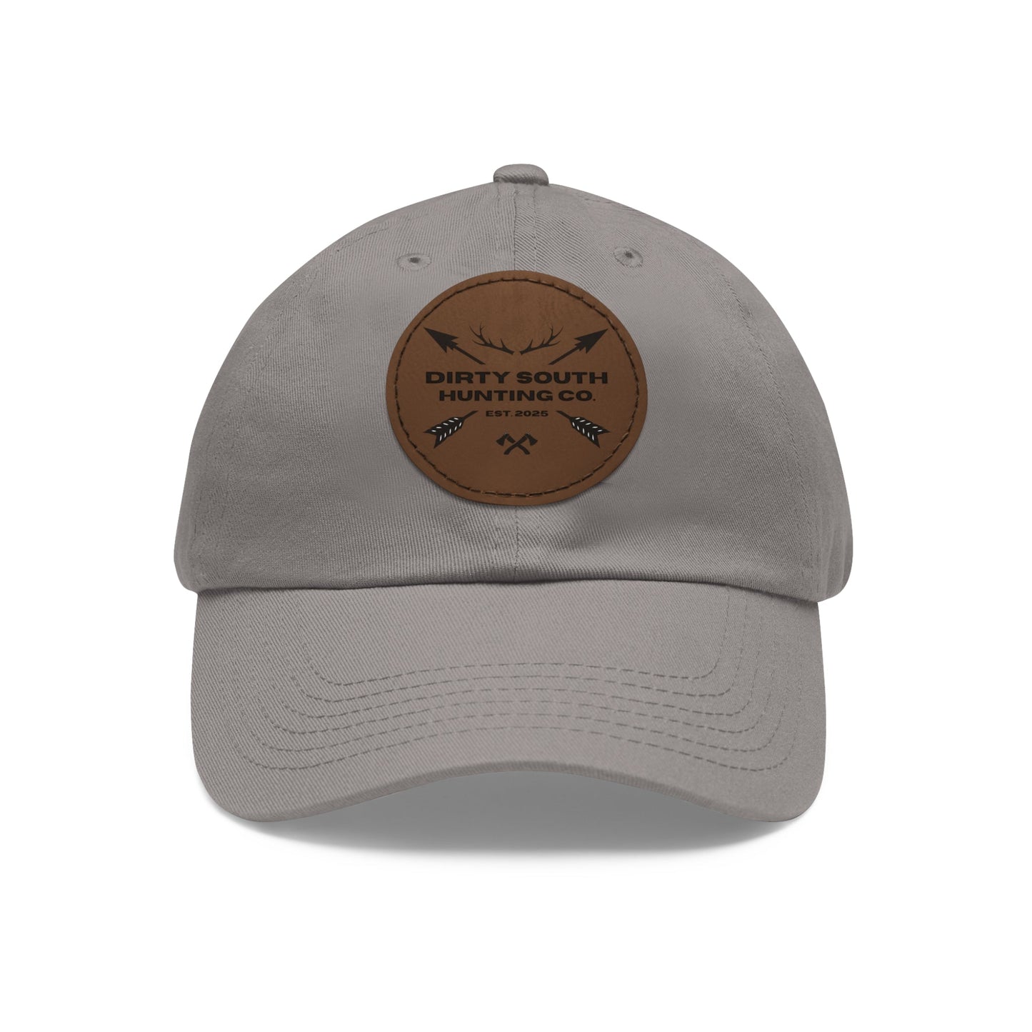 Stylish Dad Hat with Leather Patch, Casual Cap for Hunting Enthusiasts, Gift for Father's Day, Outdoor Adventure Gear, Trendy Dad Apparel