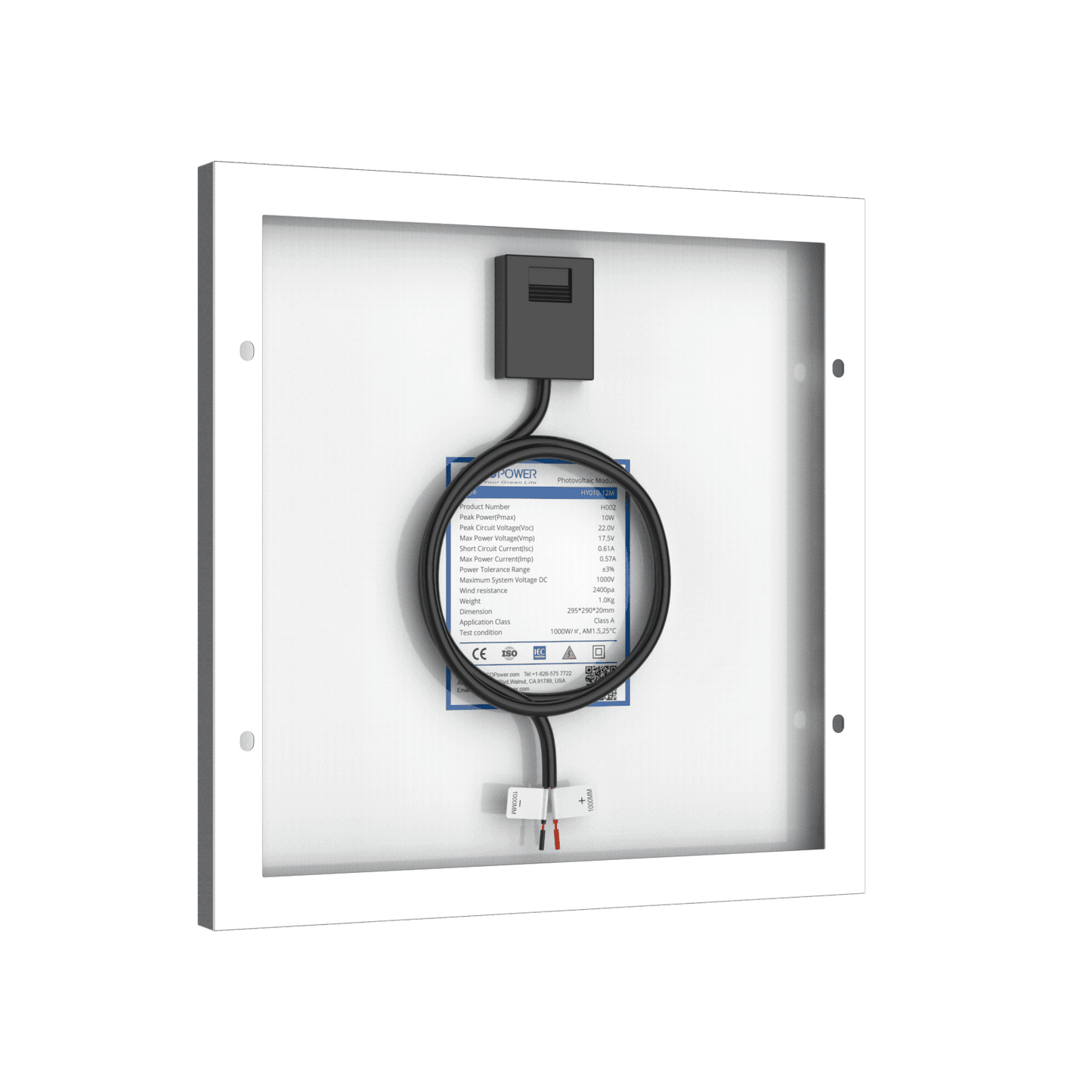 10 Watt 12 Volt Monocrystalline Solar Panel - Skoutley Outdoors LLC