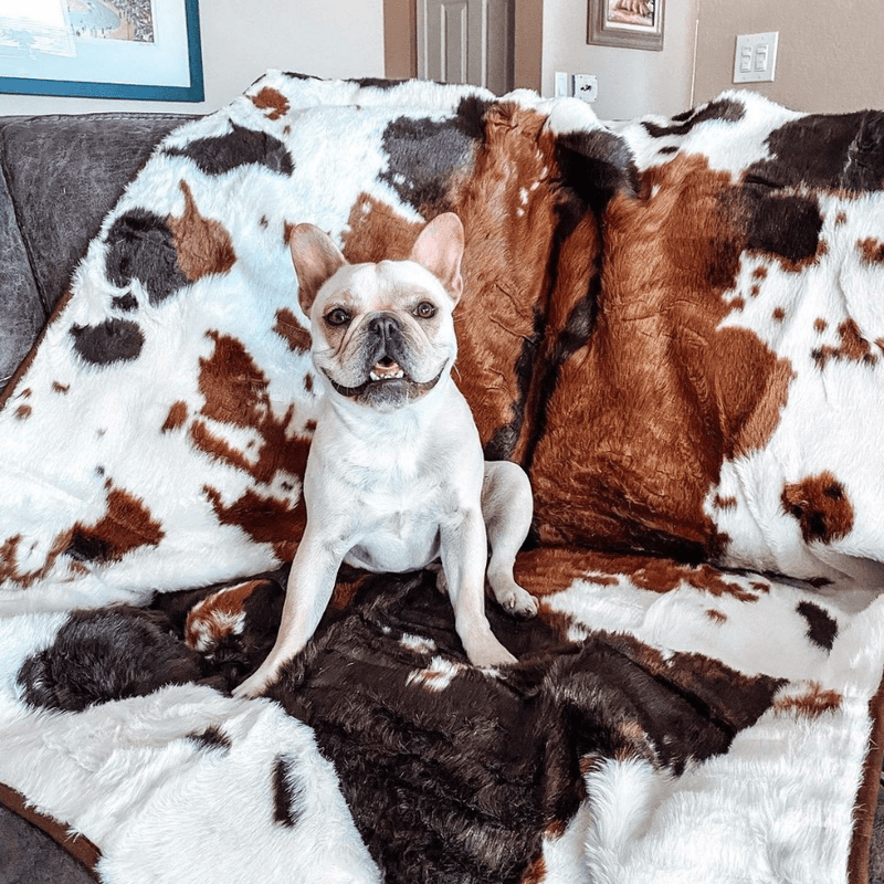 Load image into Gallery viewer, PupProtector™ Waterproof Throw Blanket - Brown Faux Cowhide