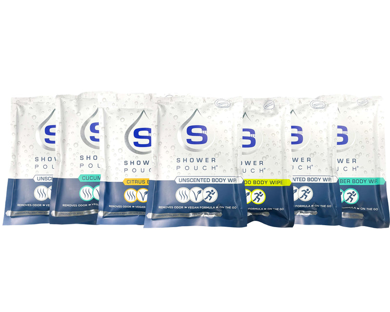 Load image into Gallery viewer, 10-pack Shower Pouch XL (2' x 1') Body Wipes
