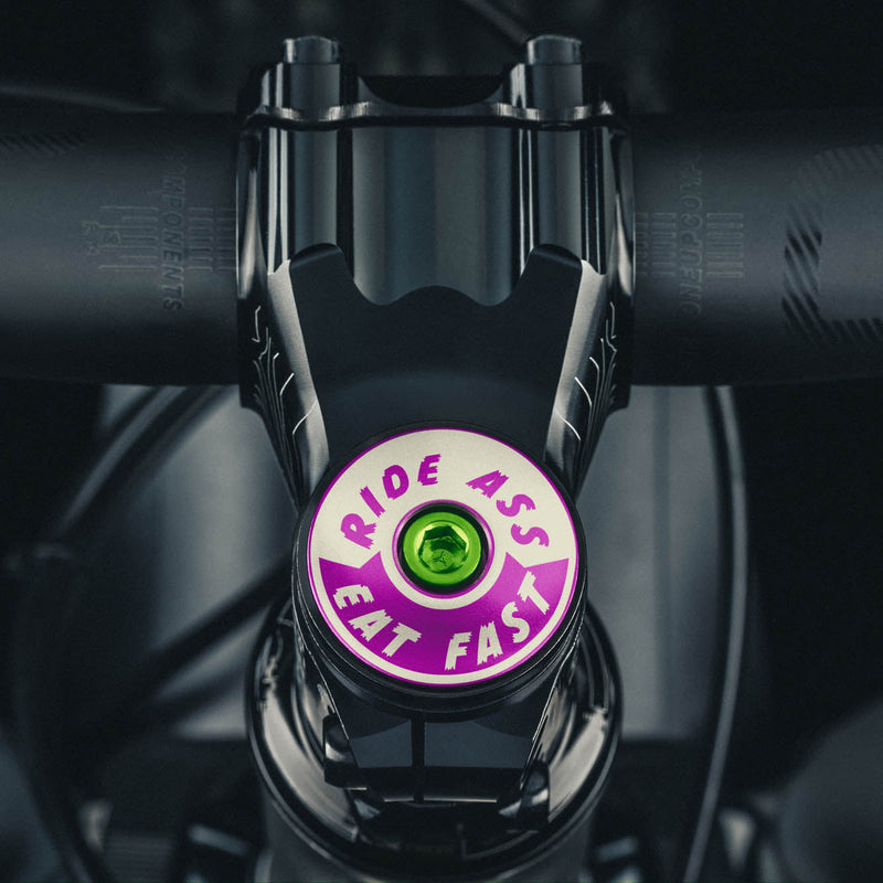 Load image into Gallery viewer, Ride Ass Eat Fast Bicycle Headset Cap
