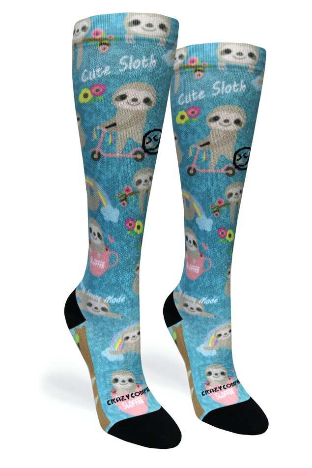 Load image into Gallery viewer, Aqua Cute Sloths - (Standard & Extra Wide)