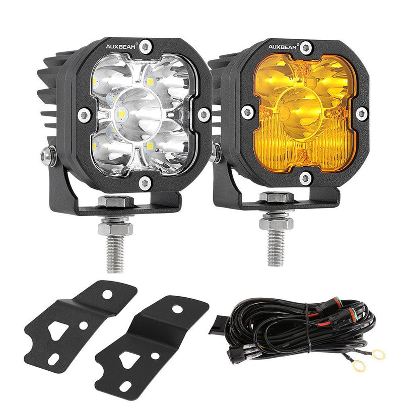 Load image into Gallery viewer, 3 Inch 80W 9600LM LED Pods Lights White&Yellow with A-Pillar Mounting Bracket For Ford Bronco 2/4 Door 2021 2022