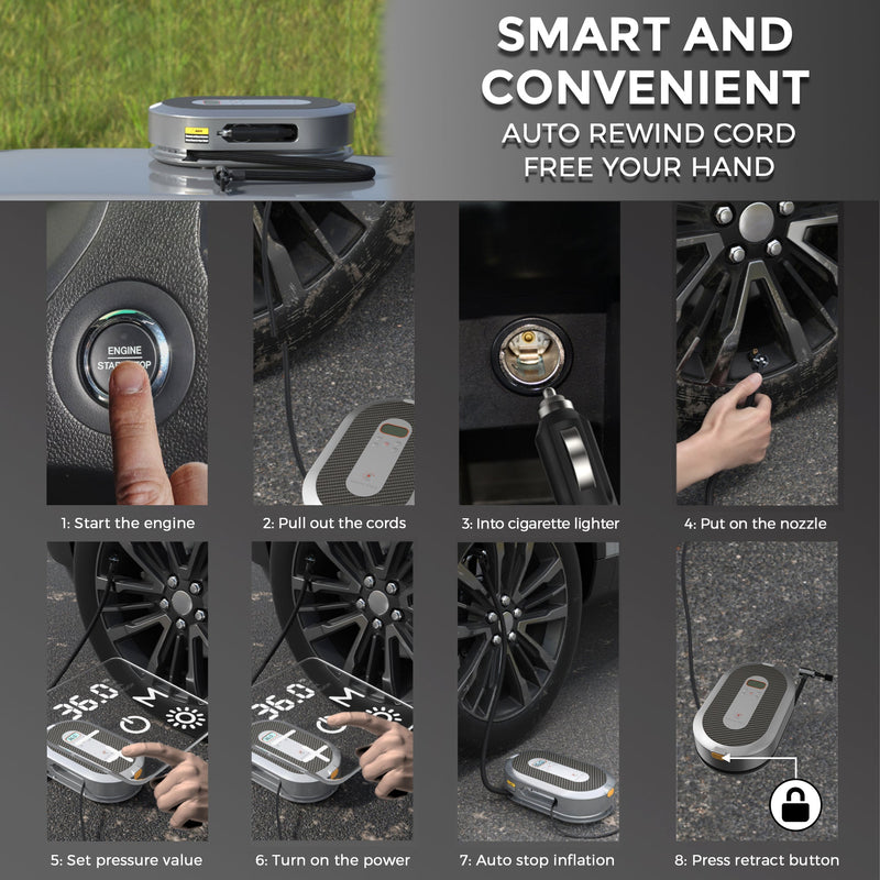 Load image into Gallery viewer, Retractable Car Tire Inflator