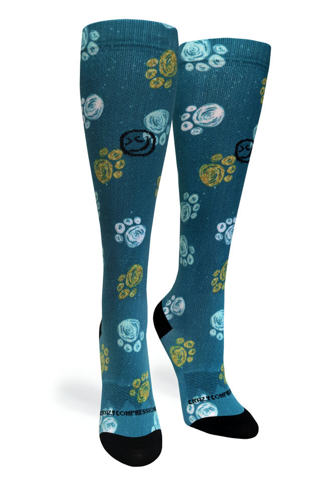 Load image into Gallery viewer, Best Frens Paw Prints Dk Teal - (Standard & Extra Wide)