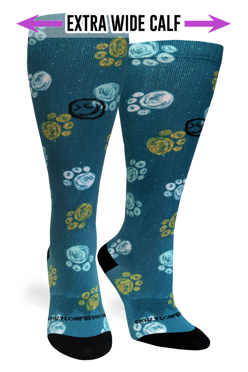 Load image into Gallery viewer, Best Frens Paw Prints Dk Teal - (Standard & Extra Wide)