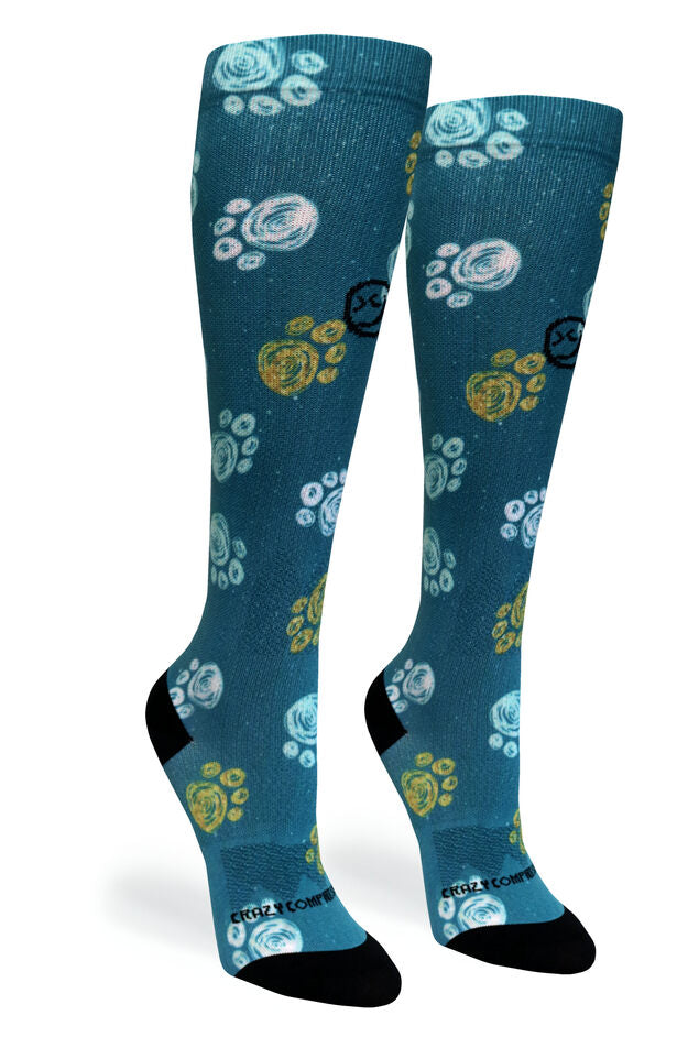 Load image into Gallery viewer, Best Frens Paw Prints Dk Teal - (Standard & Extra Wide)