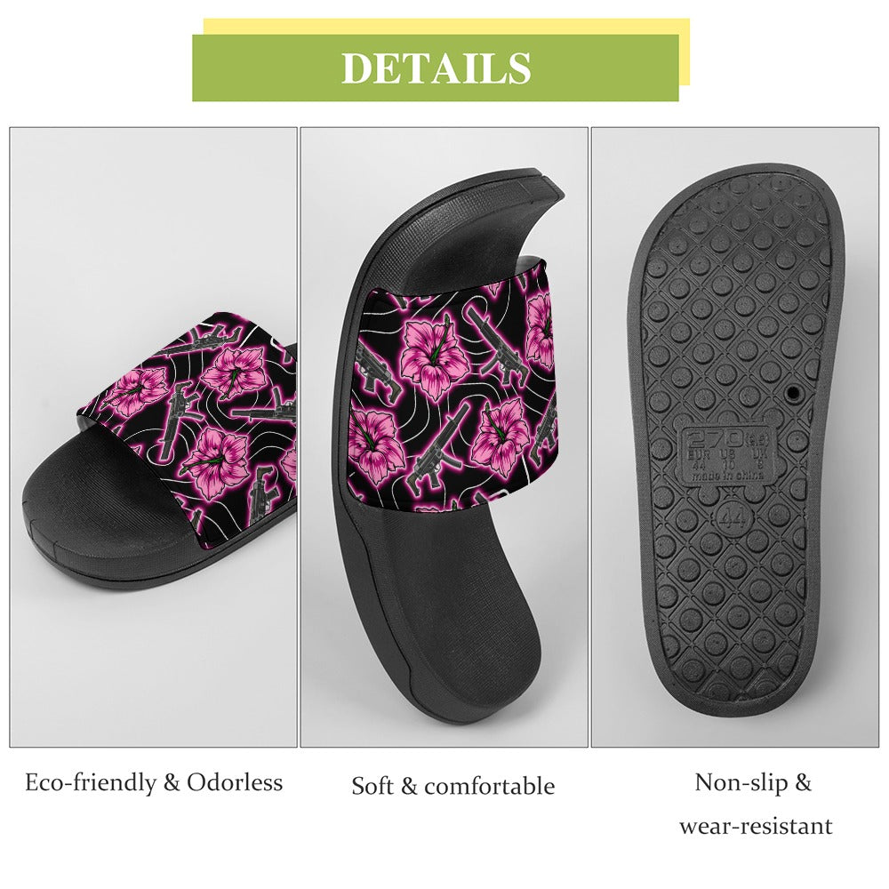 High Capacity Hibiscus Black Neon Slides