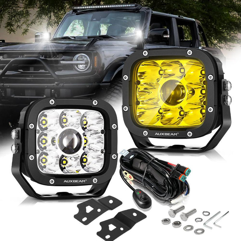 Load image into Gallery viewer, 5 Inch 110W White/Amber LED Driving Lights Pods Light with A-Pillar Mounting Bracket For Ford Bronco 2/4 Door 2021 2022