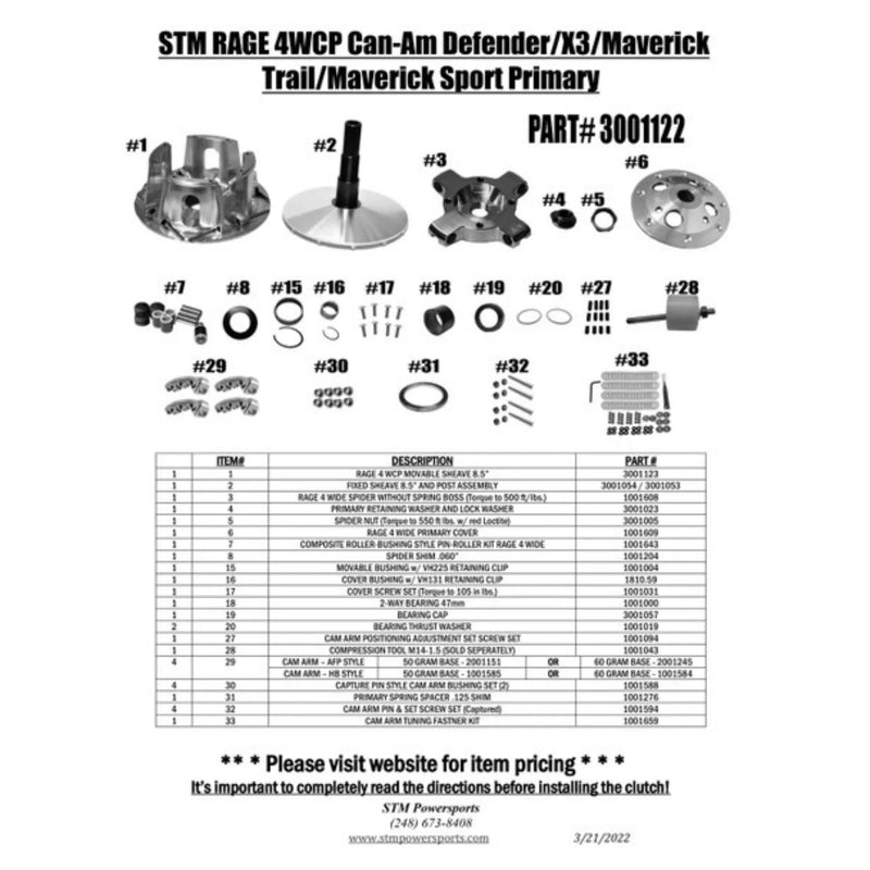 Load image into Gallery viewer, STM RAGE 4WCP Can-Am Defender/X3/Maverick Trail/Maverick Sport Primary