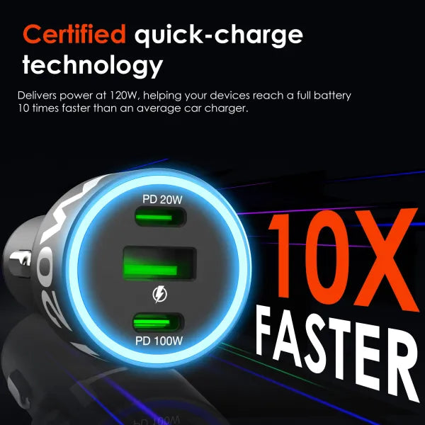 Load image into Gallery viewer, Rexing 120W USB C Triple Port Car Charger with Cable Included