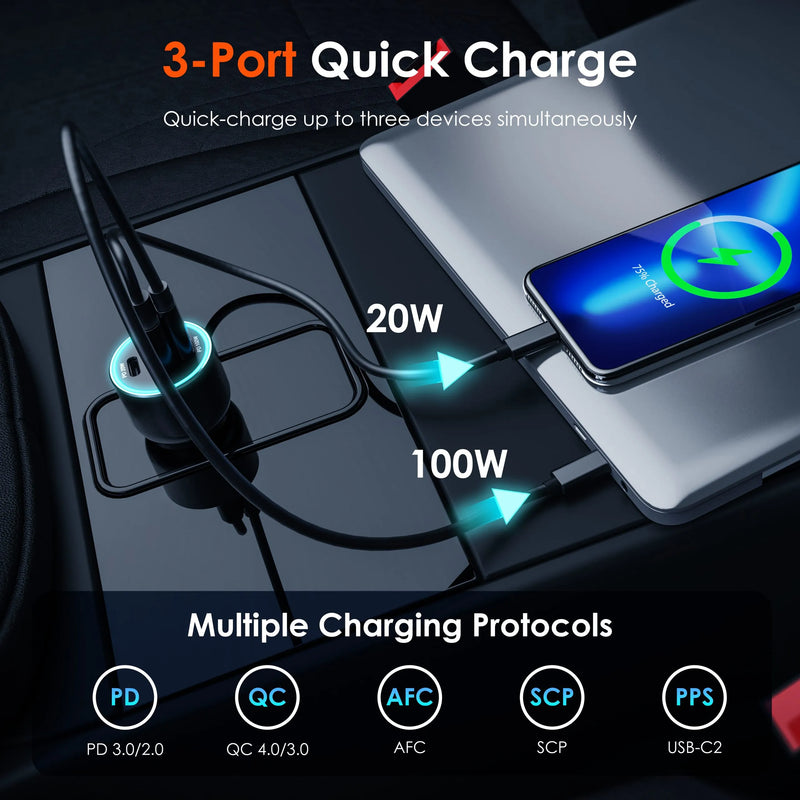 Load image into Gallery viewer, Rexing 120W USB C Triple Port Car Charger with Cable Included