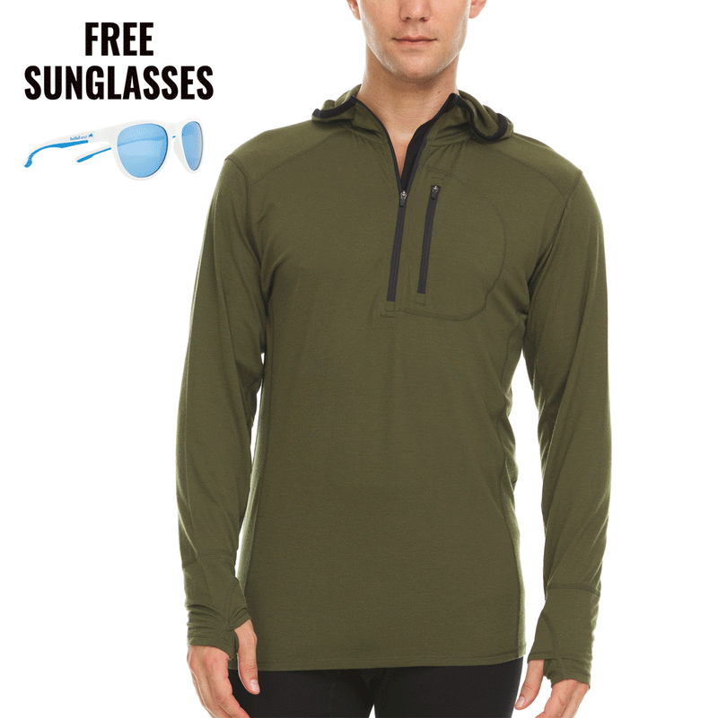 Load image into Gallery viewer, Men's Wool 1/4 Zip Merino Sun Hoodie - Microweight