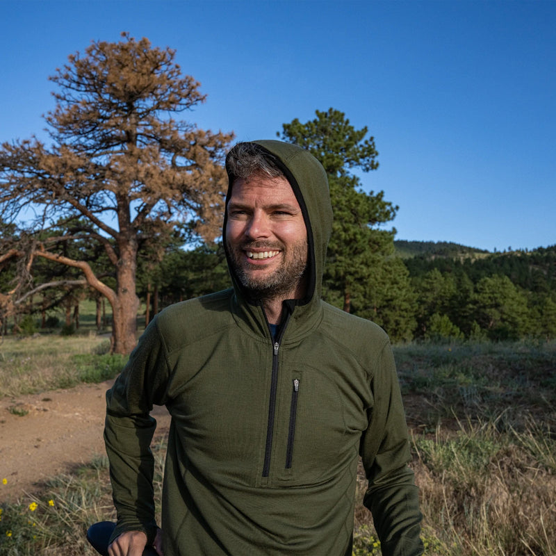 Load image into Gallery viewer, Men's Wool 1/4 Zip Merino Sun Hoodie - Microweight