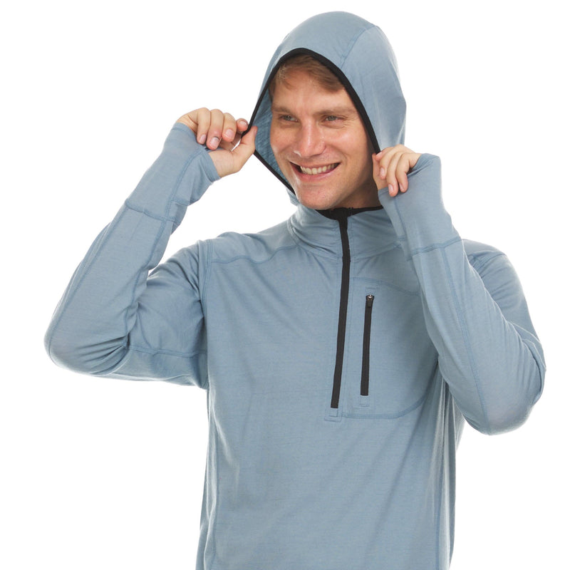 Load image into Gallery viewer, Men's Wool 1/4 Zip Merino Sun Hoodie - Microweight