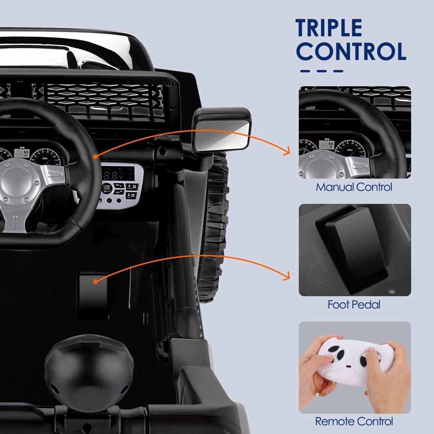 12V 2-Seater Electric Ride-On Car with LED Lights, MP3 Player, and Remote Control for Kids